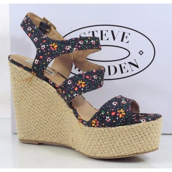 Women's Steve Madden Jenny Espadrille Wedge Heels Sandals Blue Multi