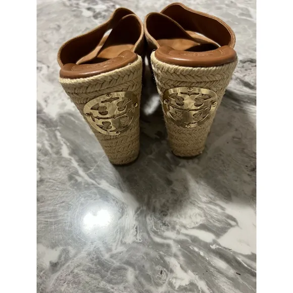 Women's Tory Burch Brown Wedge Sandals Size 8.5