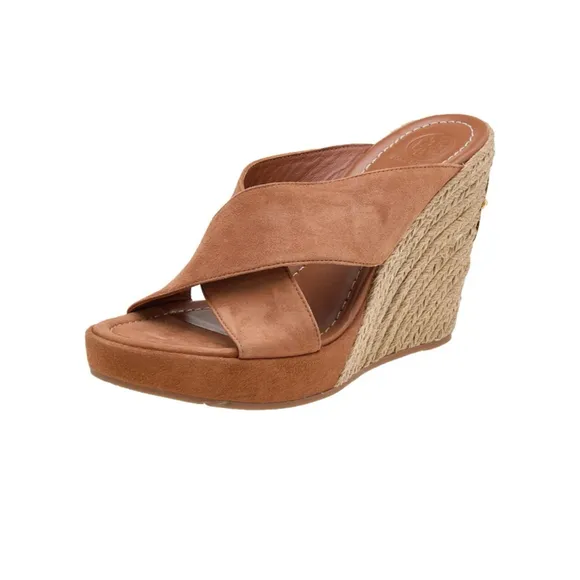 Women's Tory Burch Brown Wedge Sandals Size 8.5