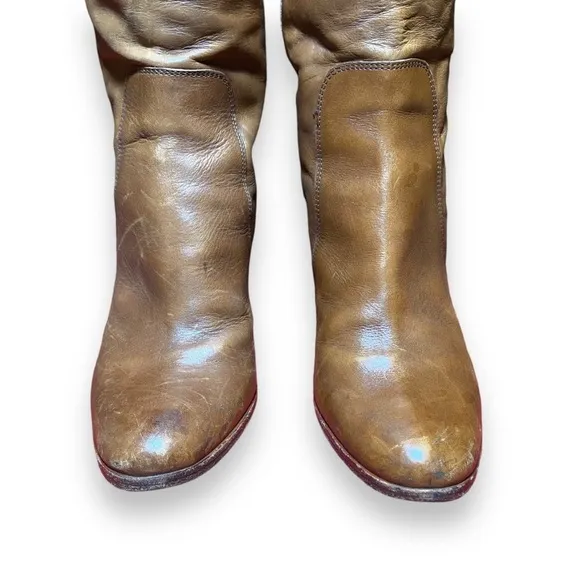 Y2K Sigerson Morrison Knee High Leather‎ Boots Brown Size 8.5 Block Heel