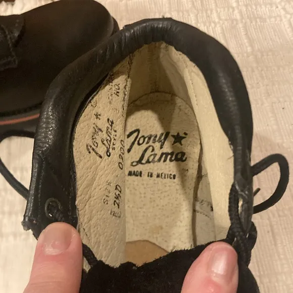 Youth Boys size 2.5 Tony Lama Black Leather Low Boots (ABBA)