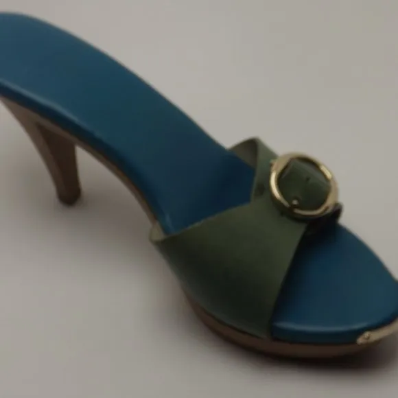 YSL Yves Saint Laurent Green Open Toe Mules Sandal