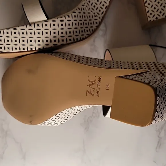 ❤️‍🔥❤️‍🔥ZAC ZAC POSEN VIRGINIA LEATHER SQUARE TOE PLATFORM SANDALS  10M WHITE