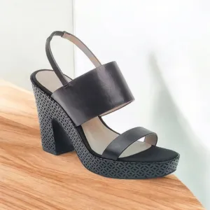 🔥🔥ZAC ZAC POSEN VIRGINIA LEATHER SQUARE TOE PLATFORM SANDALS 9M BLACK