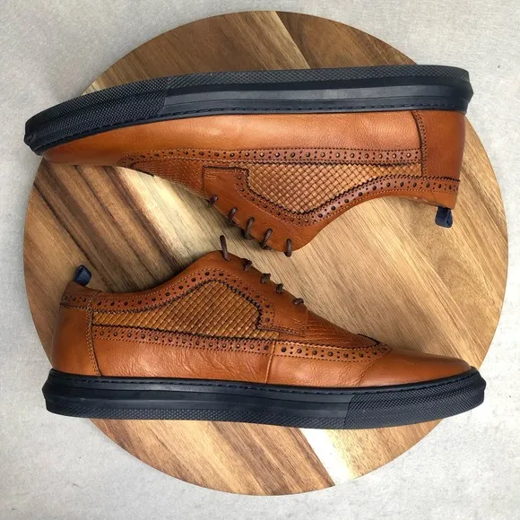 Zanzara Like‎ New Men's Leather Ned Lace Up Oxford Mens Size 11 Cognac ZZ1585L