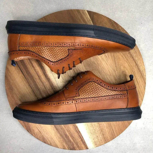 Zanzara Like‎ New Men's Leather Ned Lace Up Oxford Mens Size 11 Cognac ZZ1585L