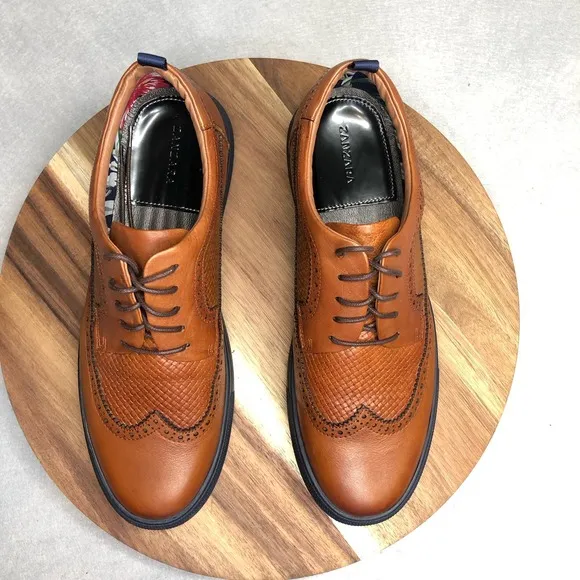 Zanzara Like‎ New Men's Leather Ned Lace Up Oxford Mens Size 11 Cognac ZZ1585L