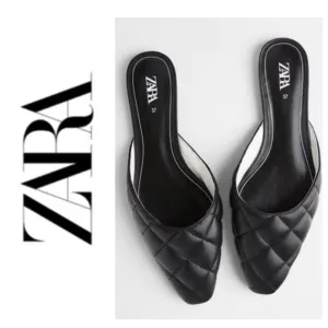 Zara Bloggers Favorite Black Quilted Mules Slides Sandals