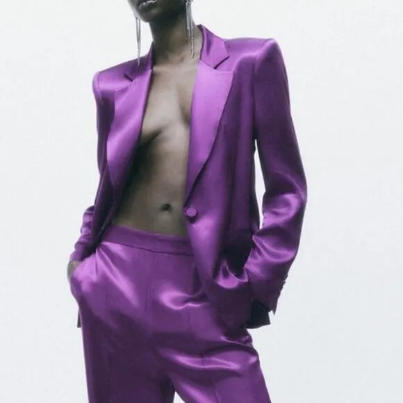 Zara Satin Effect Tie Front Blazer 8275/569