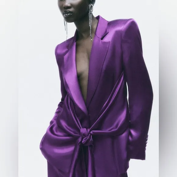Zara Satin Effect Tie Front Blazer 8275/569