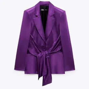 Zara Satin Effect Tie Front Blazer 8275/569