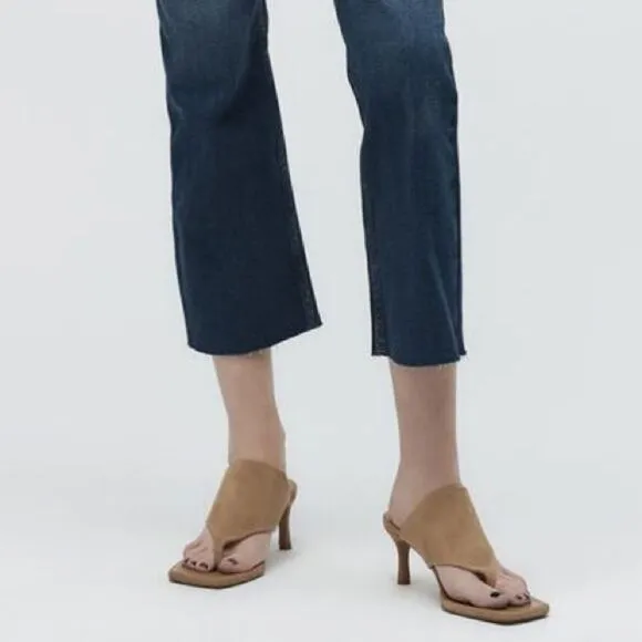 ZARA TOE POST HEELED LEATHER SANDALS
