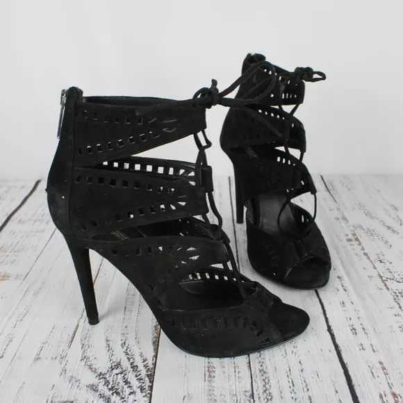 ZARA Woman Black Lace Up Sandals Size 38