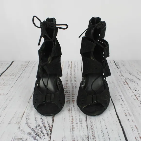 ZARA Woman Black Lace Up Sandals Size 38