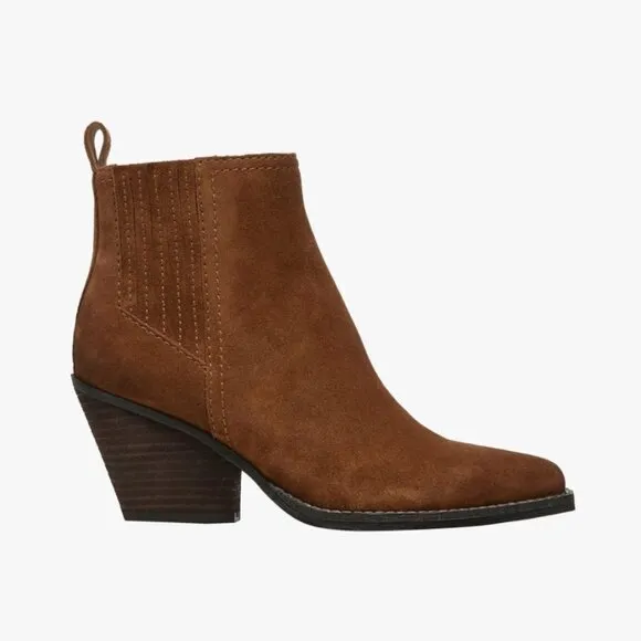 Zodiac Boots Robyn Cognac Suede Heeled Ankle Booties
