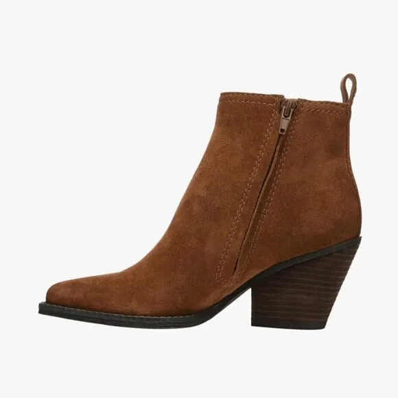 Zodiac Boots Robyn Cognac Suede Heeled Ankle Booties
