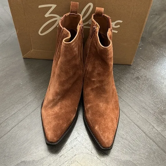 Zodiac Boots Robyn Cognac Suede Heeled Ankle Booties