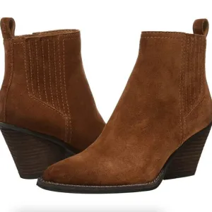 Zodiac Boots Robyn Cognac Suede Heeled Ankle Booties