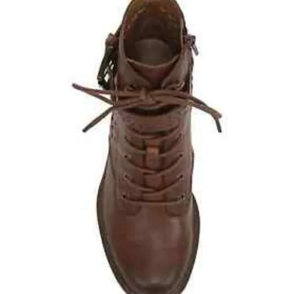 Zodiac Gemma Perforated Leather Bootie Brown Cognac Size 9M  Combat Boots